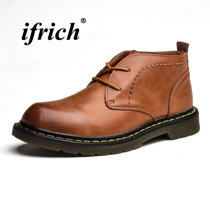 

Autumn Winter New Cool Men Dress Boots Brown Khaki Men Boots Rubber Sole Youth Mens Boots Anti-Slip Fashion Men Footwear