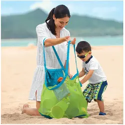 Пляжные сумки для мамы и ребенка, Женская сетчатая крупная сумка, складная сумка-мессергер, сумка для хранения игрушек, сумка-тоут, Детская