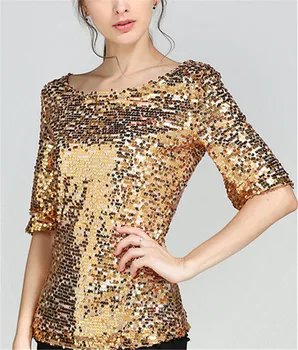 

Kpop Cotton Tumblr Korean Unicorn Rushed Solid Sequined Tops Blusa 2020 Autumn New Sequin In Sleeve Word Collar Loose T-shirt