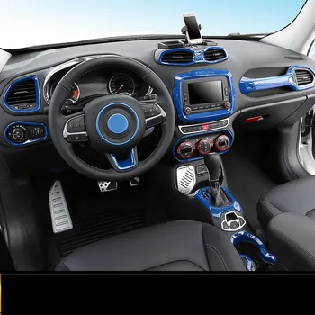 

Blue ABS Air Outlet Headlight Button Navigation Steering Wheel Decorated Frame For Jeep Renegade AAA280