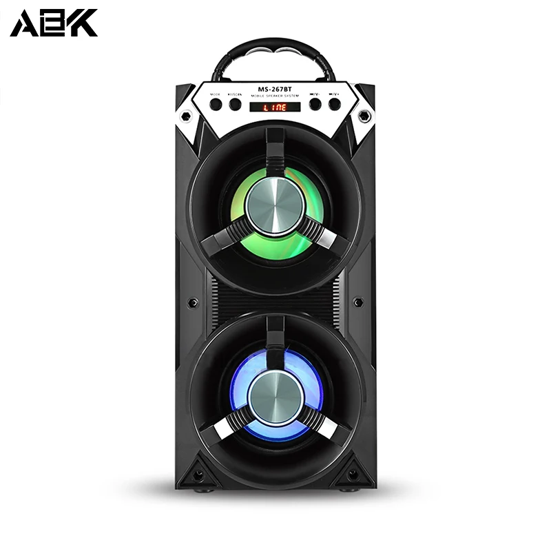 

ALBK 267BT Wireless Bluetooth Speaker Portable Stereo LoudSpeaker with LED Lighting Effects Support TF Crad USB FM for Phone PC