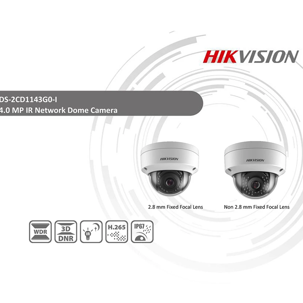 Hikvision DS-2CD1143G0-I POE камера видеонаблюдения 4MP ИК Сетевая купольная камера 30 м IR IP67 IK10 H.265+ слот для карты SD