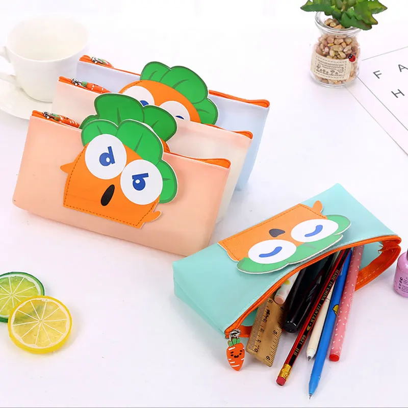 

Cartoon radish Pencil Case Quality PU School Supplies Bts Stationery Gift Pencilcase School Cute Pencil Box School Stationery