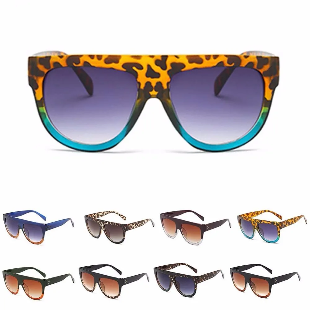 Модные женские солнцезащитные очки с плоским верхом, фирменный дизайн, Винтажные Солнцезащитные очки, женские заклепочные оттенки, большая затененная оправа UV400