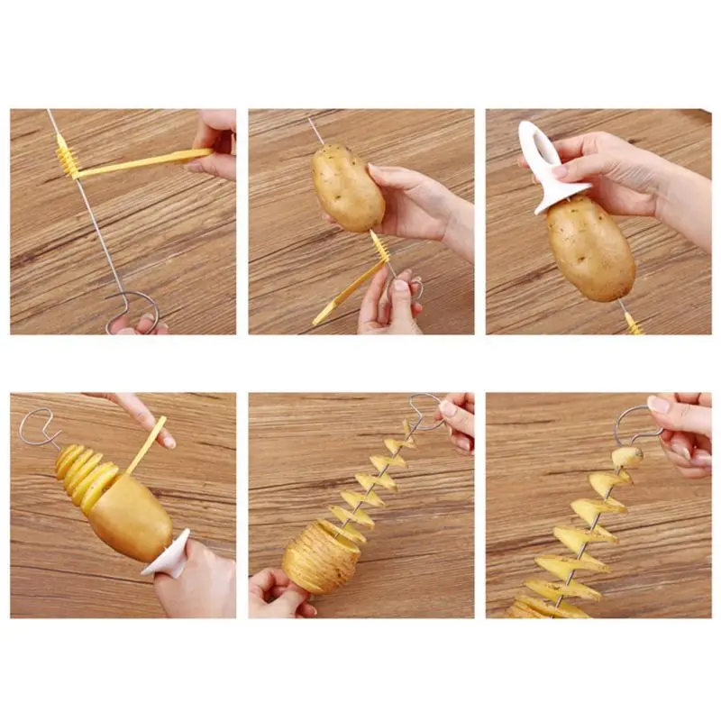 1 набор нож для спиральной нарезки картофеля слайсер кухонные инструменты Kichen гаджет аксессуары спираль для картофеля башня картофеля делая спиральный нож
