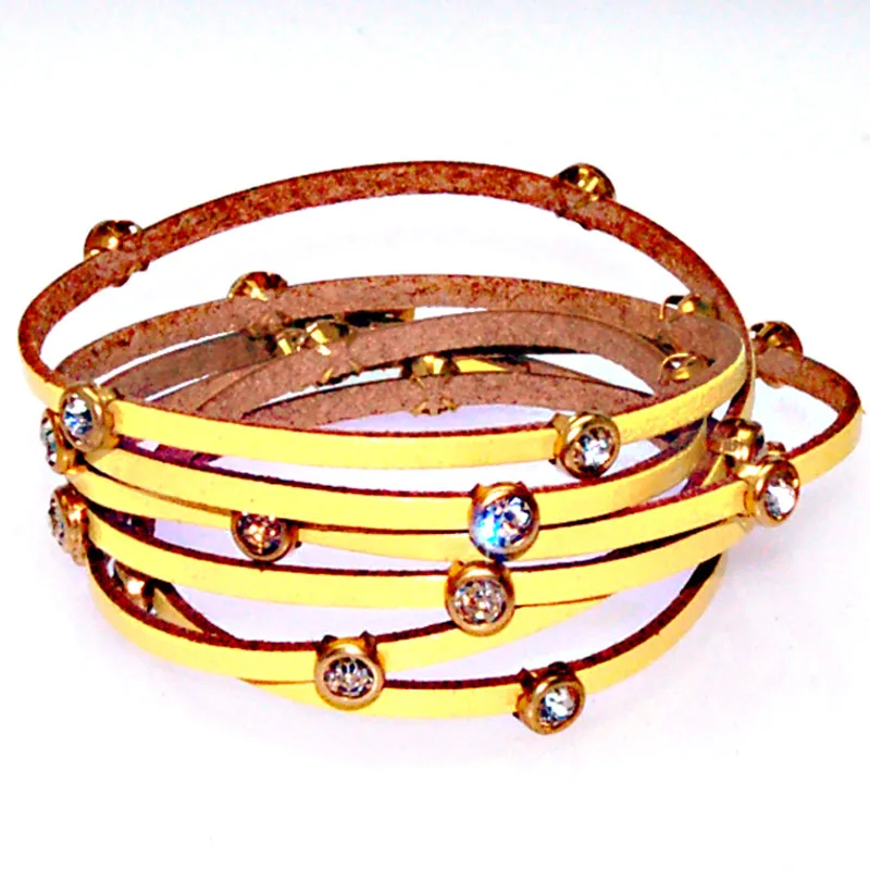 Miasol, тонкие браслеты с кристаллами, многослойные кожаные браслеты, пряжка, браслет с кристаллами, блестящие тонкие кожаные браслеты