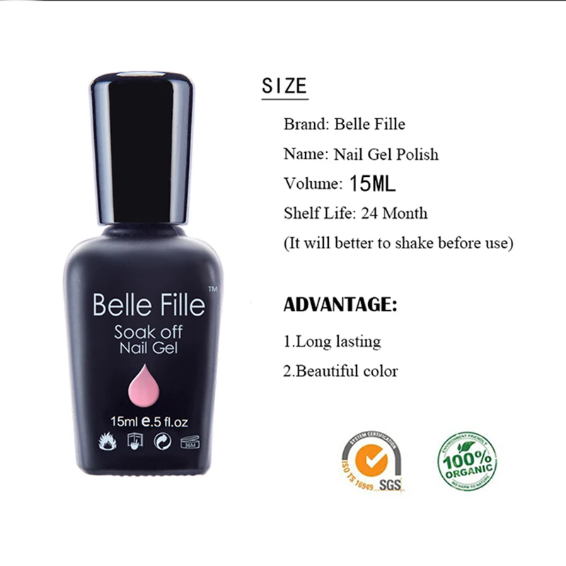 Belle Fille 15 мл Гель лак для ногтей Vernis гибридный долговечный гель УФ замачиваемый