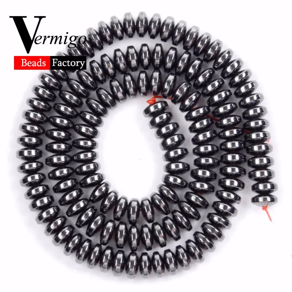 

Free Shipping 130pcs 6x3mm Black Hematite Rondelle Beads Natural Stone Loose Spacer Beads For Jewelry Making Diy Accessories