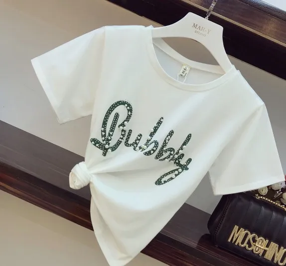 2018-New-Fashion-Summer-Women-s-Beading-Letters-T-shirt-Floral-Print-Chiffon-Fish-Tail-Skirt (2)