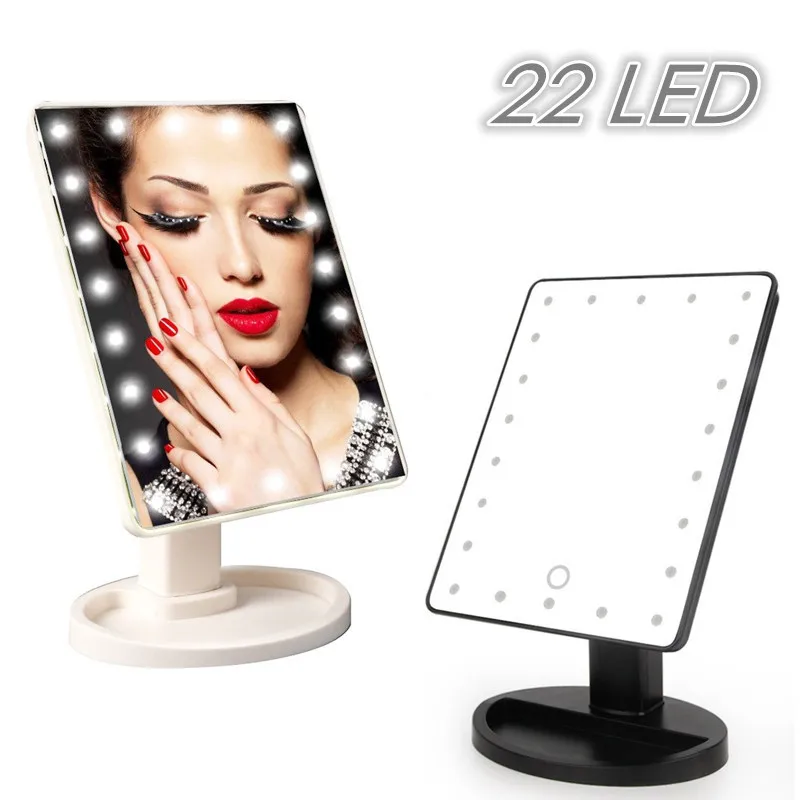 22 LED Touch Screen Mirror Professional Vanity Mirror Lights Adjustable Countertop 180 Rotating