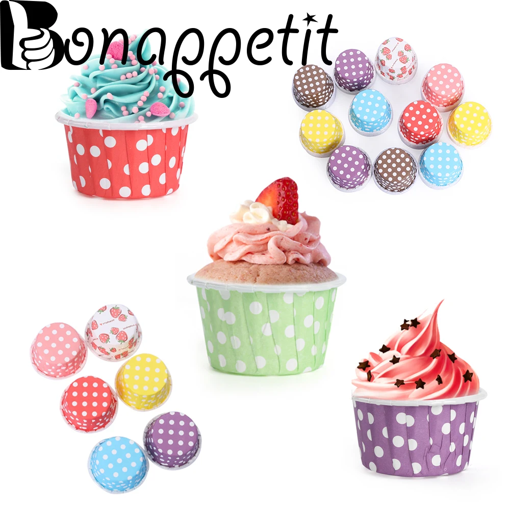 

100Pcs Cupcake Paper Grease-proof Dot Decorate Paper Liners Baking Muffin Cupcake Case Mold Decorate Cake Baking Wrapper Tools