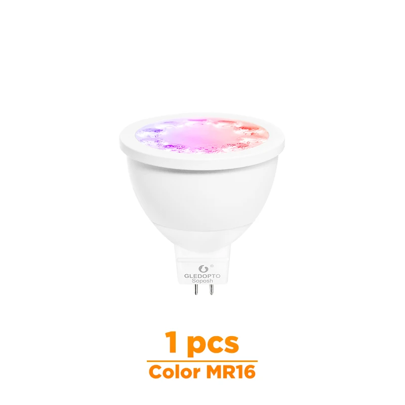 GLED0PTO ZIGBEE Mr16 led spotlight 4W RGB/CCT LED BULB DC12V work with smartthins zigbee hub echo plus smart phone control light - Испускаемый цвет: 1 Pcs color Mr16