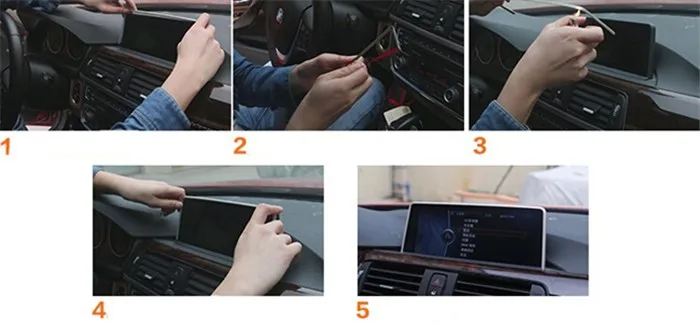Stainless steel navigation frame cover trim dashboard LCD screen box decorative strips Auto accessories 3D sticker for BMW 1,2,3,4 series  (11)
