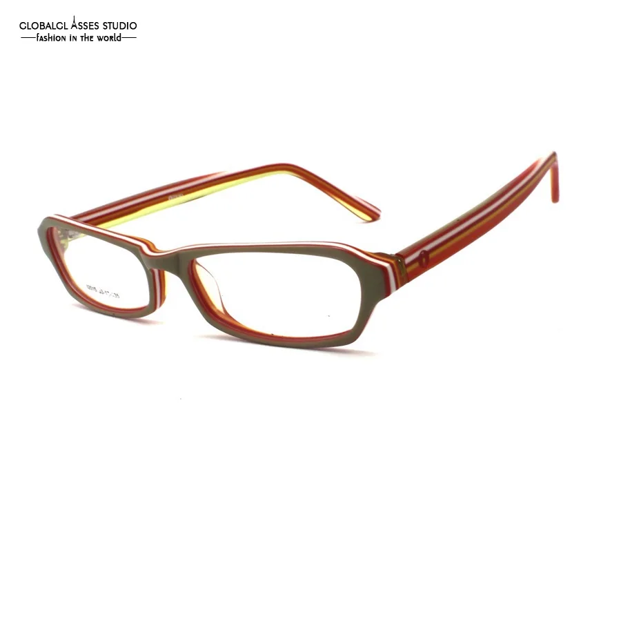 

Butterfly Shape Acetate Eyeglasses Gray on Red Orange White Stripe Trend Colorful Prescription Spectacle Frame I2015 C1