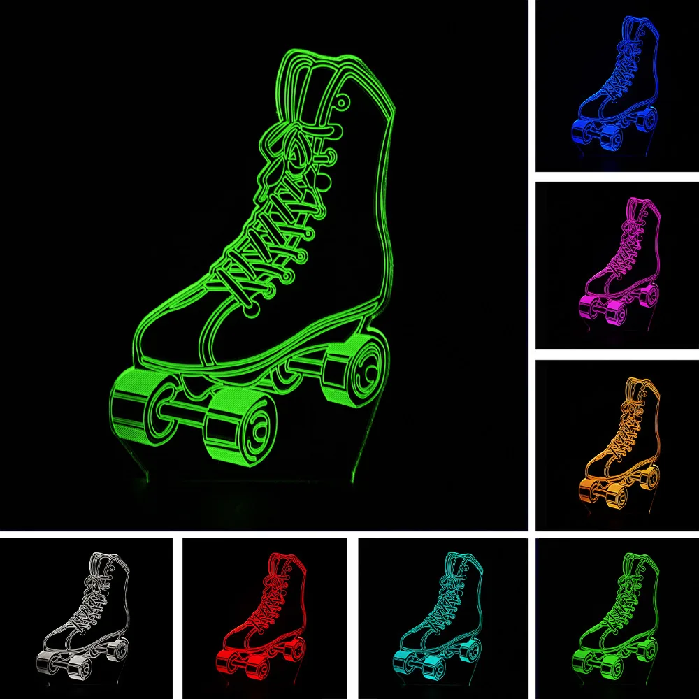 3D lámpara LED deporte patines gradiente Multicolor oscurecimiento noche luz USB Touch niño niños Lampara bebé dormir regalo 3D lámpara LED deporte patines gradiente Multicolor oscurecimiento noche luz USB Touch niño niños Lampara bebé dormir regalo