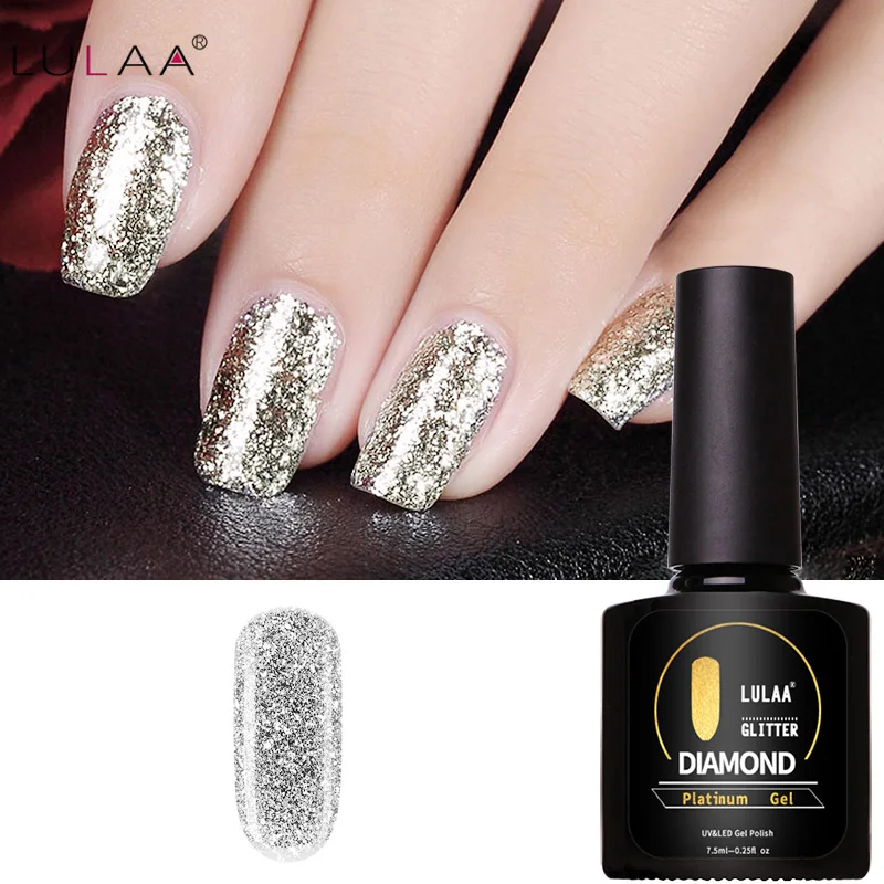 7.5ML Fashion Ultra Shiny Platinum Color Polish Nail Gel Fast Dry Soak