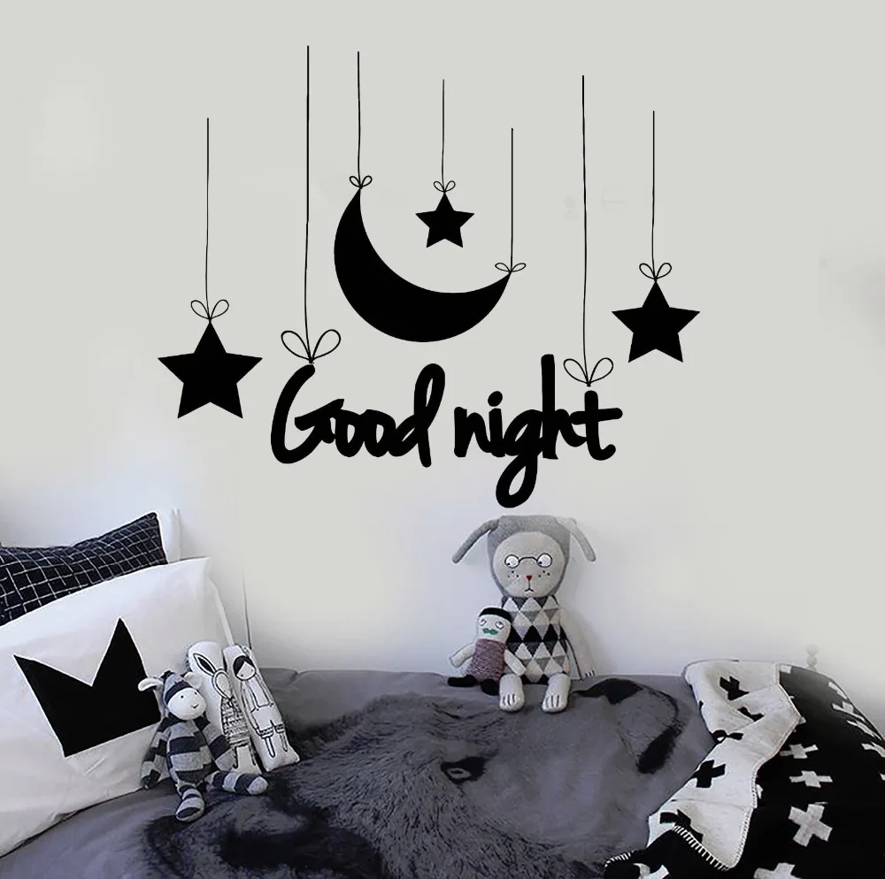Good Night Words Wall Stickers Home Decor Baby Nursery Vinyl Wall Decal