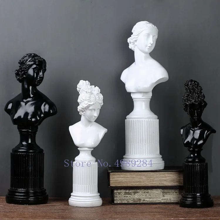 

Nordic Creative Resin Black and white Venus goddess statue sculpture character Home living room Decorative ornaments
