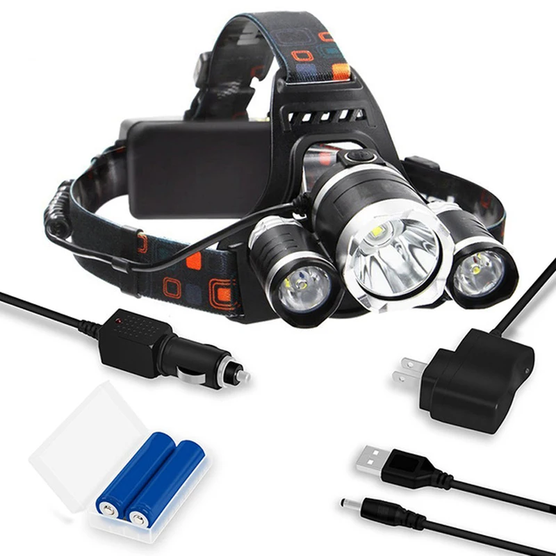 Rechargeable Headlight 13000Lm xm T6 3Led HeadLamp head light Fishing