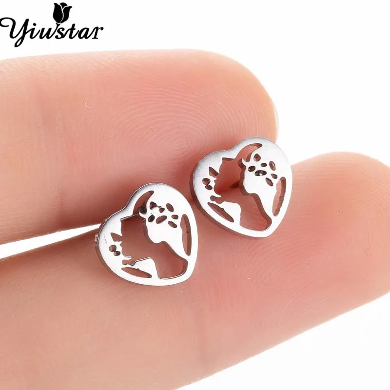 

Yiustar Cute Vintage Hollow Earings for Girls Women Heart Stinless Steel Dainty Stud Earrings Map Jewelry Everyday Accessories