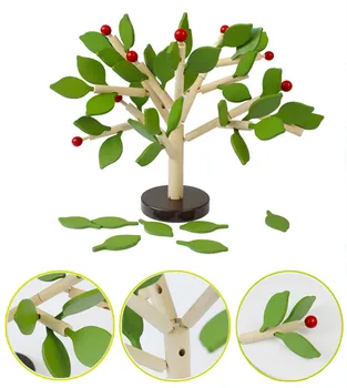 

Baby Toys Wooden Tree Model Building Kits2 Kinds Green/Yellow Tree Wooden Toys For Kids Building Blocks Child Educational Gift