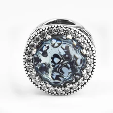 Подходят браслеты DIY бусины для изготовления ювелирных изделий из стерлингового серебра-ювелирные изделия Ледник-голубое сияющее сердце Подвески Серебро 925 Berloque Perles