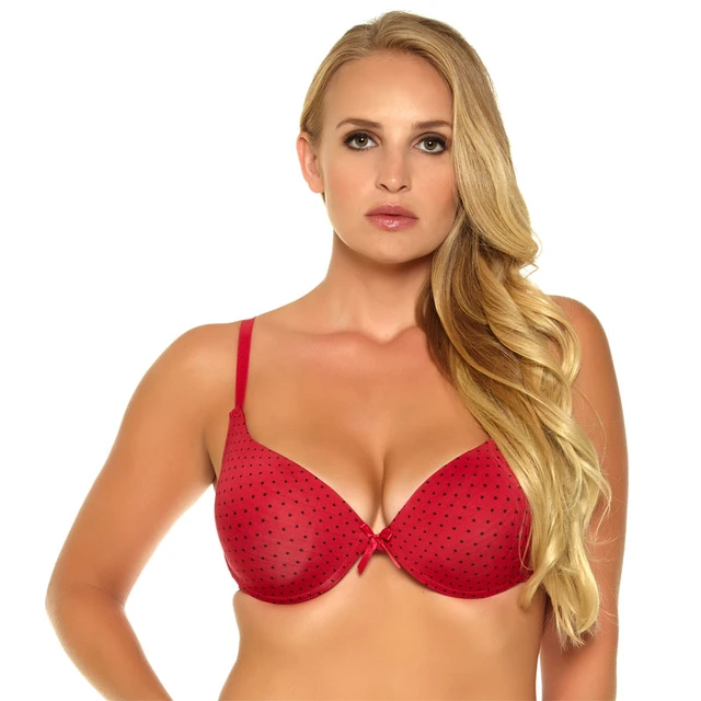 Women Underwear Push Up Bra Red/ White Color Printing Dot Tow Hook
