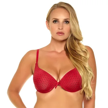 

Women Underwear Push Up Bra Red/ White Color Printing Dot Tow Hook-and-eye 3/4 Cup Padded Bra 32A 34B 36C 38D BW10063