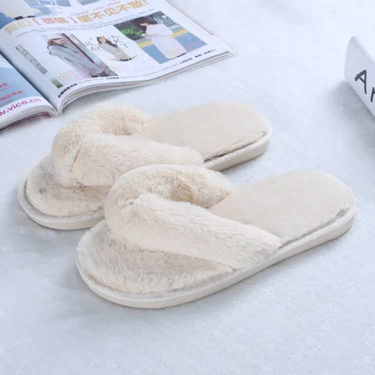 comprar Moda inverno chinelos Wome Faux Fur Quente Sapatos Mulher sapatos Slip on Flats Feminino chinelos de pele