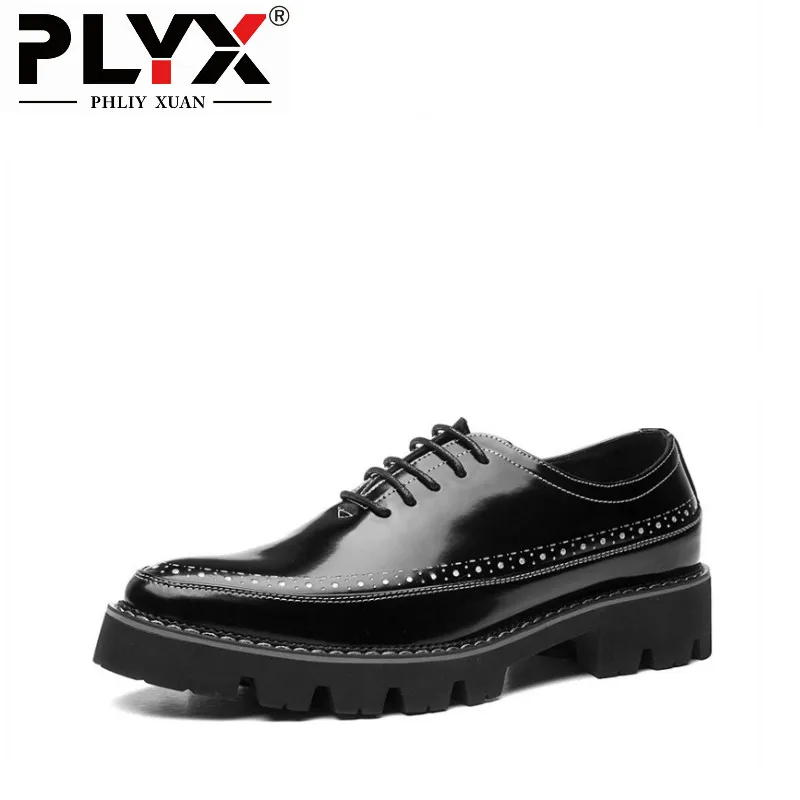 

PHLIY XUAN New 2019 Fashion Men Dress Shoes Microfiber Leather Footwear Men Oxfords British Style Party Wedding Shoes