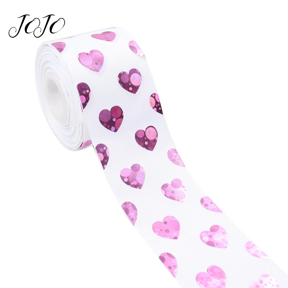 

JOJO BOWS 75mm 2y Grosgrain Ribbon Heart Love Laser Webbing For Clothing DIY Hair Bows Holiday Decoration Gift Wrapping Material