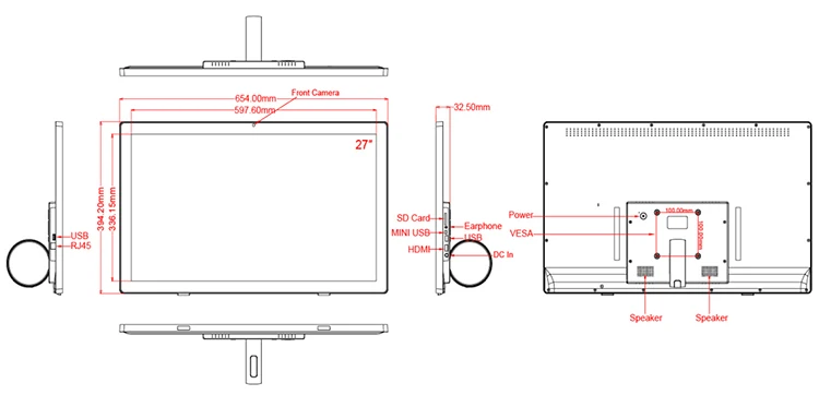 27 inch smart kiosk product chart hdmi out