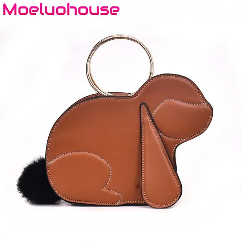 Moeluohouse собака форма для женщин девушка плеча Crossbody сумка строка PU кольца