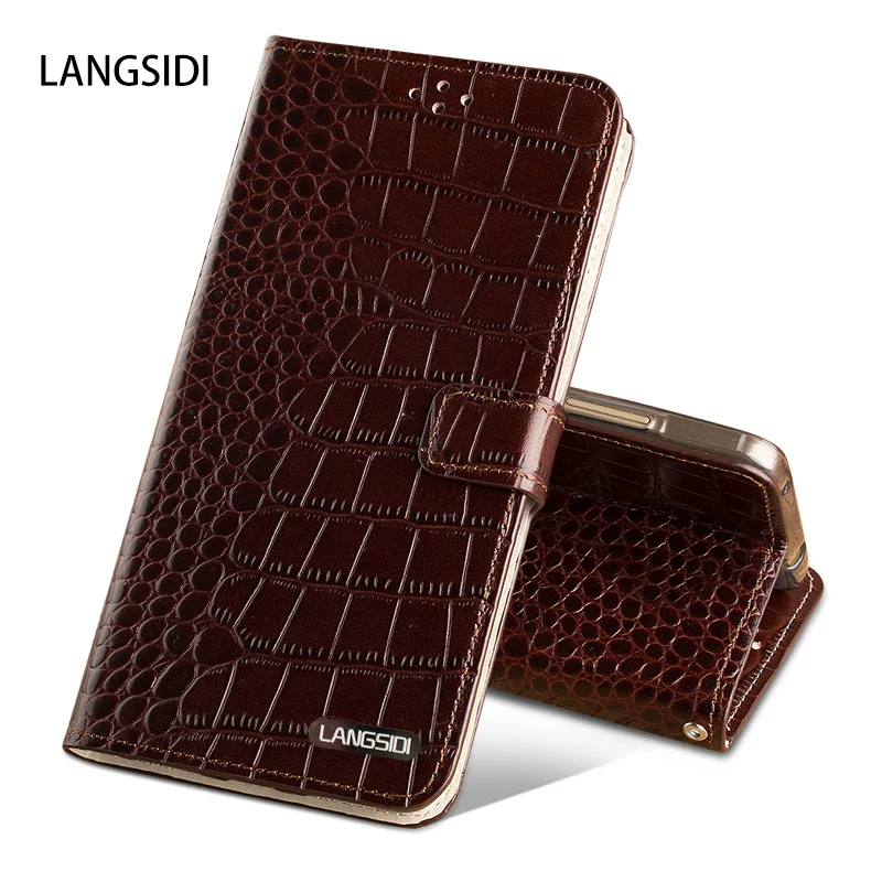 LANGSIDI Top Genuine Leather Cover Case For Meizu Pro 7 / Plus Stand Wallet Magnetic Flip Luxury Mobile Phone Bag | Мобильные