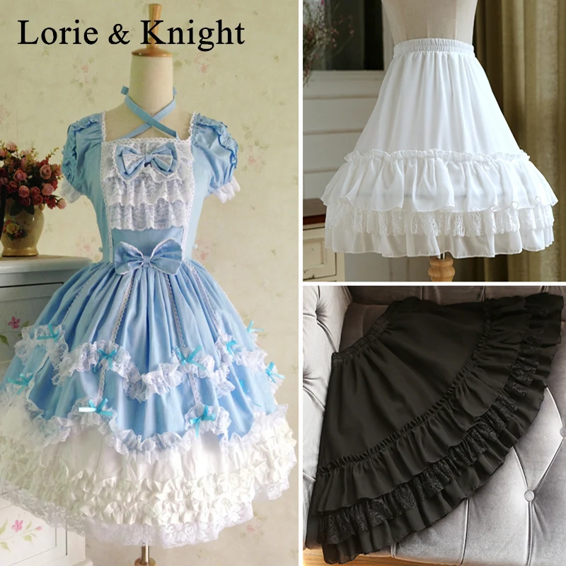 

Adjustable 1-Hoop Puffy Chiffon & Lace Lolita Cosplay Petticoat Underskirt (White, Black)