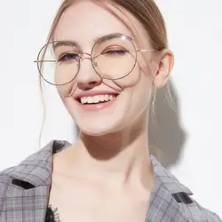 Для женщин металлические солнцезащитные очки Аксессуары негабаритных кадров круглая рамка прозрачные линзы Для женщин очки Femme