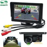 GreenYi 3in1 音アラーム車のビデオ駐車センサーカメラ + 4.3 "カーモニターバックアップレーダー逆システムのための自動車両逆転