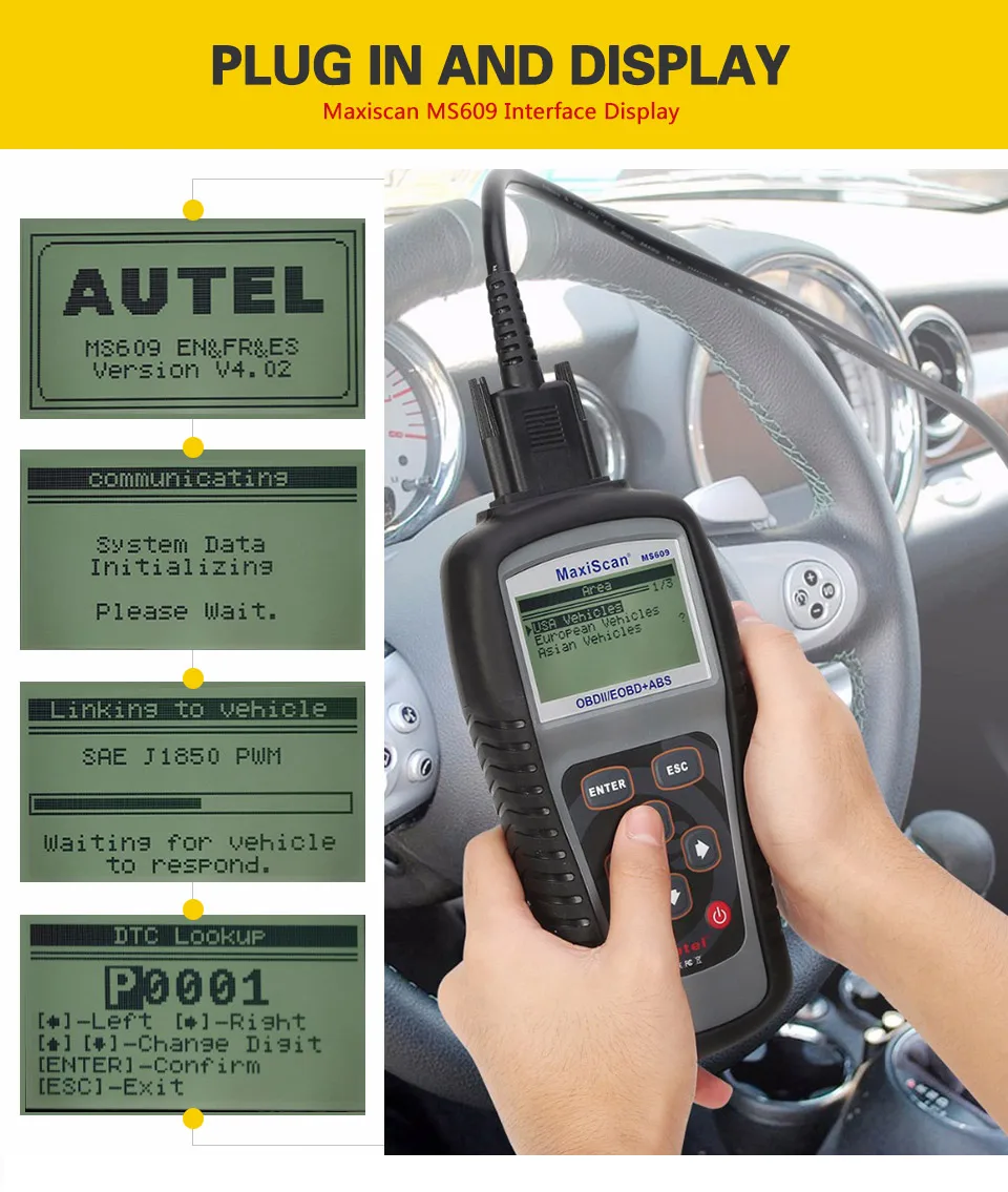 Autel Maxiscan MS609 OBD2 сканер Код читателя с полной OBD2 Функции ABS диагностики DTC определения дополнительно MS509 и AL519