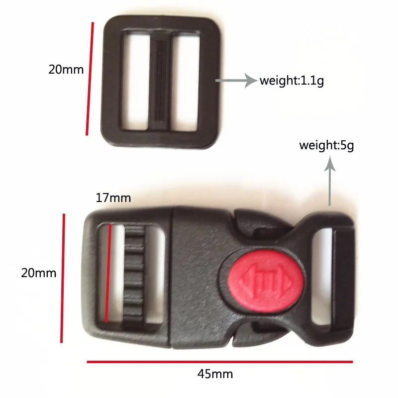 100 sets per lot 20mm Plastic Backpack Straps bing buckle with parts