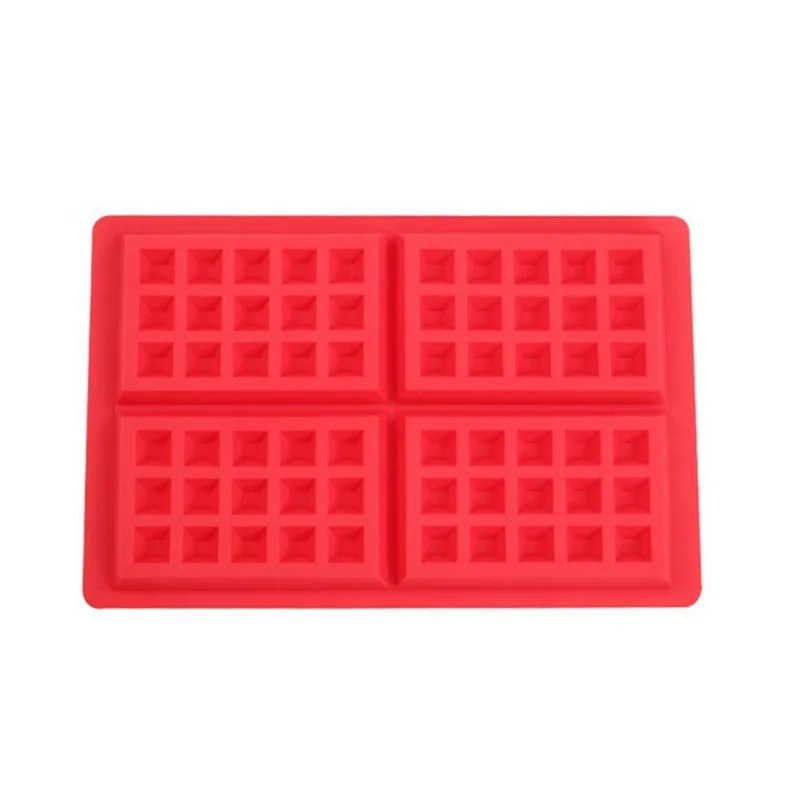 1PC 4 Grid Waffle Mold Kitchen Silicone Rectangular Waffles Pan Cake Baking Mould Mold Waffle Tray maquina de waffle J25#5 (8)
