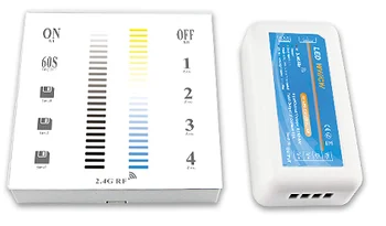 

2.4G 4-Zone Wall-Mounted RF Touch Remote Color Temperature Dimming Controller DC12-24V 2 Channel Led Strip Panel Lights Dimmer