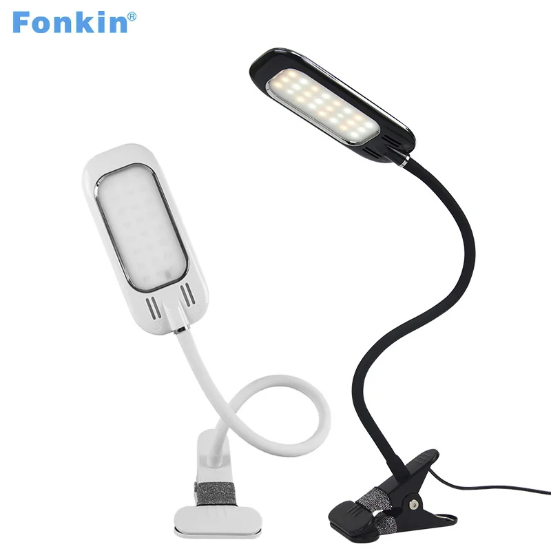 

Fonkin Clip Usb LED Table Lamp Dimmable Gooseneck Rechargeable Flexible Book Light For Reading Office Study Desk 5V 5W Aluminum