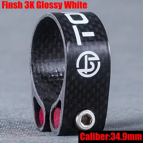white 34.9mm TOMTOU велосипедные зажимы для сидений глянцевые 3 к углеродного волокна подседельный штырь хомуты 31,8 мм 34,9 мм супер легкие 22 г велосипедные части - Цвет: white 34.9mm