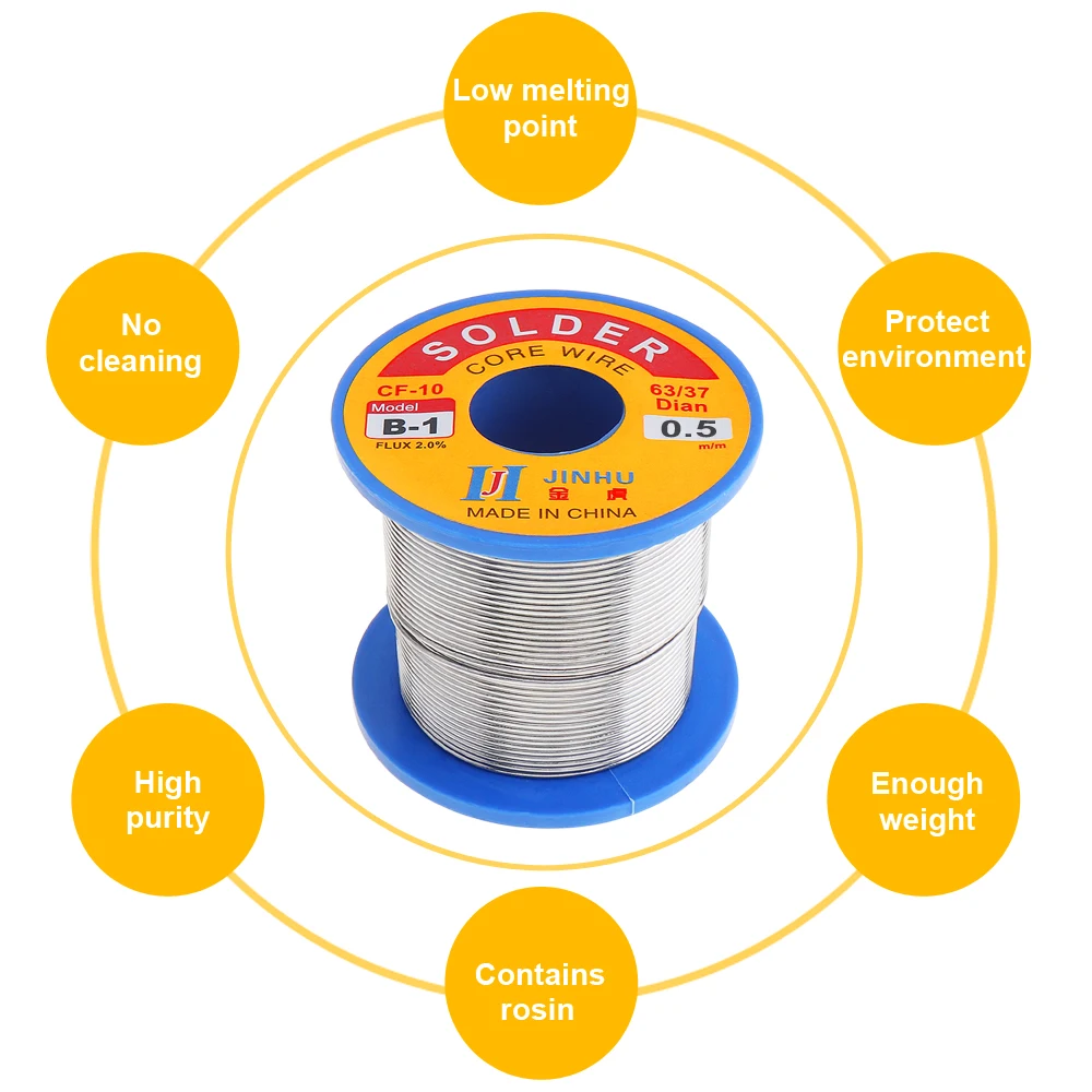63/37 B-1 300g 0.5mm-2.0mm No-clean Rosin Core Solder Wires with 2.0% Flux and Low Melting Point for Electric Soldering Iron 63/37 B-1 300g 0.5mm-2.0mm No-clean Rosin Core Solder Wires with 2.0% Flux and Low Melting Point for Electric Soldering Iron