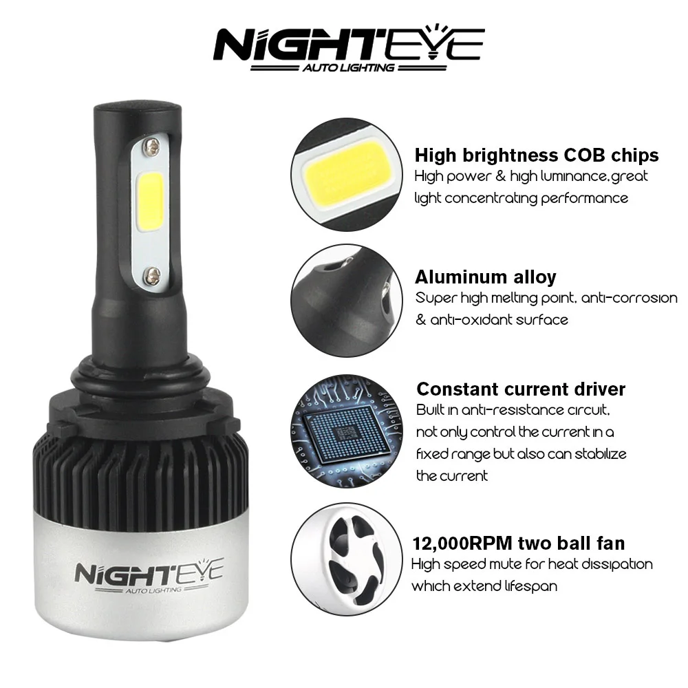 NIGHTEYE 9000LM H4 H11 H7 Светодиодные Автомобильные фары лампы 6500K H8 H1 HB3 9005 HB4 9006 72W 360