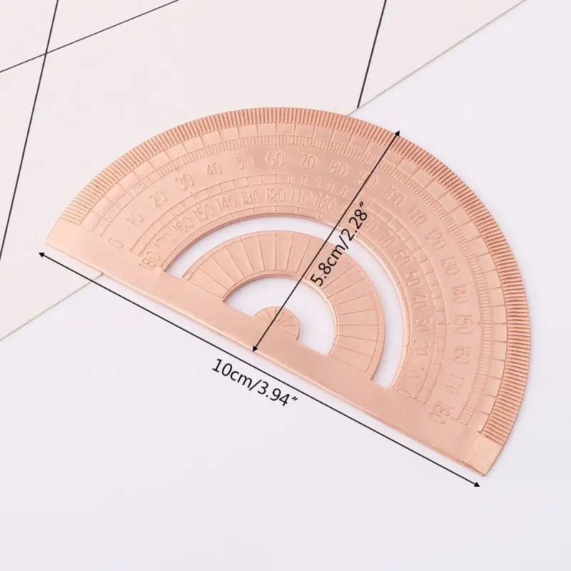 Ретро медная линейка транспортира полукруглый рисунок измерение Математика геометрические Инструменты для студентов канцелярские принадлежности