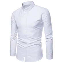 Новая мужская рубашка с длинными рукавами и пуговицами, мужская рубашка для стройных мужчин, деловые официальные сорочки, умная Повседневная рубашка