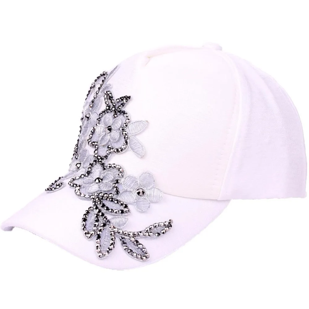 Spring Summer Denim Baseball Cap Women Rivet Floral Modeling Snapback Hat for Girls Bone Hip Hop Cap