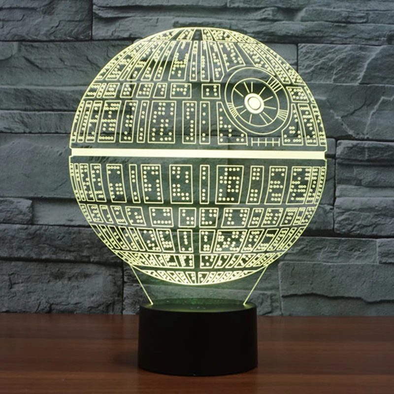 

Drop ship Acrylic 3D Visual LED Night lights Death Star Wars Cool Boy Bedroom Night Light Trek Decor Bulbing table lamp