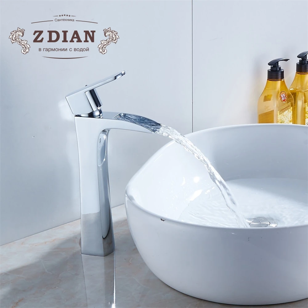 

Bathroom Waterfall Led Faucet. Waterfall Brass Basin Faucet. Bathroom Mixer Tap Deck Mounted basin sink Mixer Tap